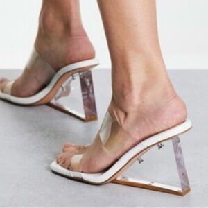 Topshop Clear and White Wedge Heels